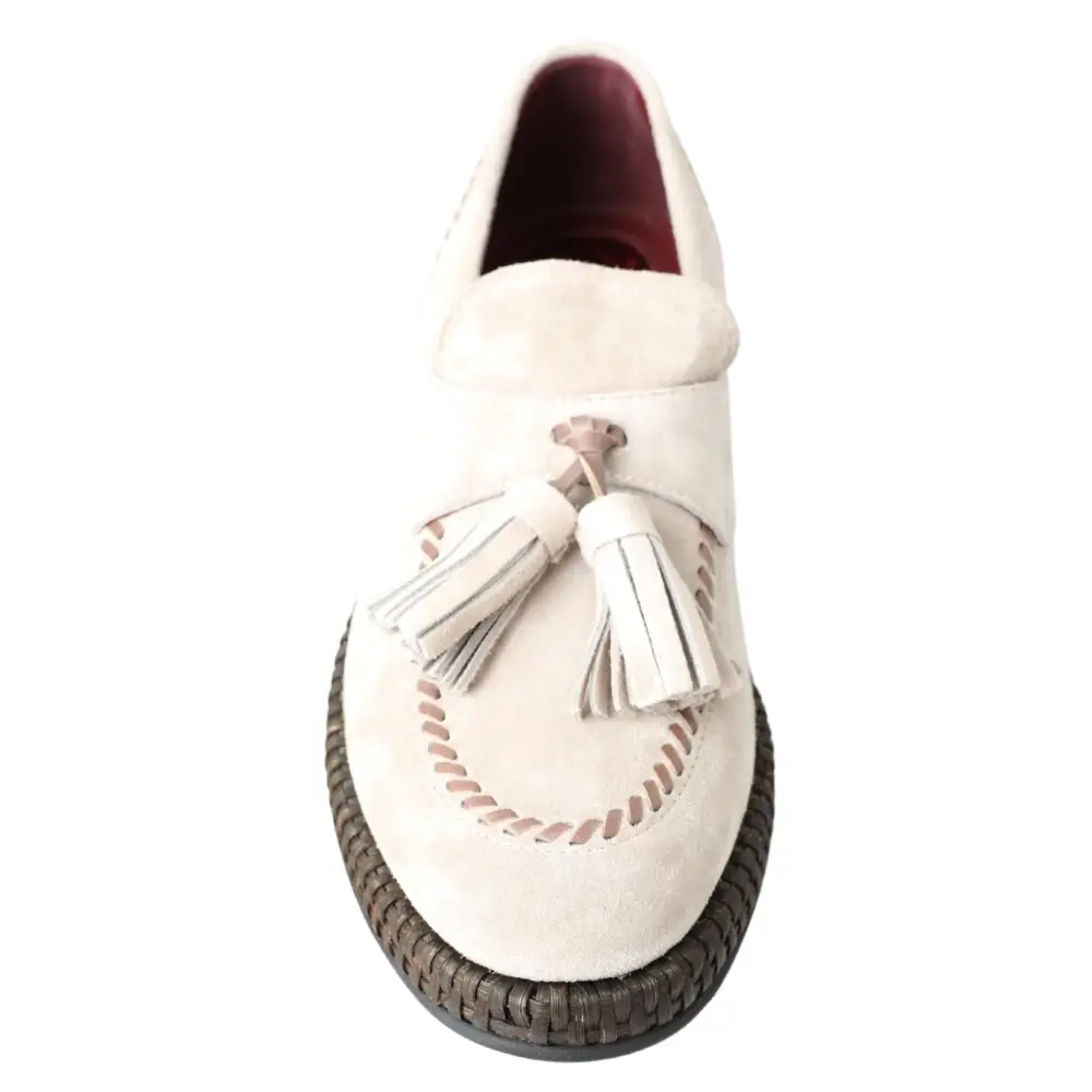 Dolce & Gabbana Elfenbeinfarbene Wildleder Herren Espadrille Schuhe - EU43/US10