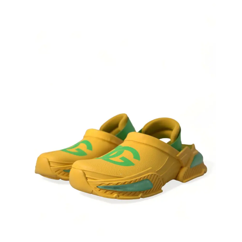 Dolce & Gabbana Gelb Grün Gummi Clogs Männer Pantoffeln Männer Schuhe - EU44/US11