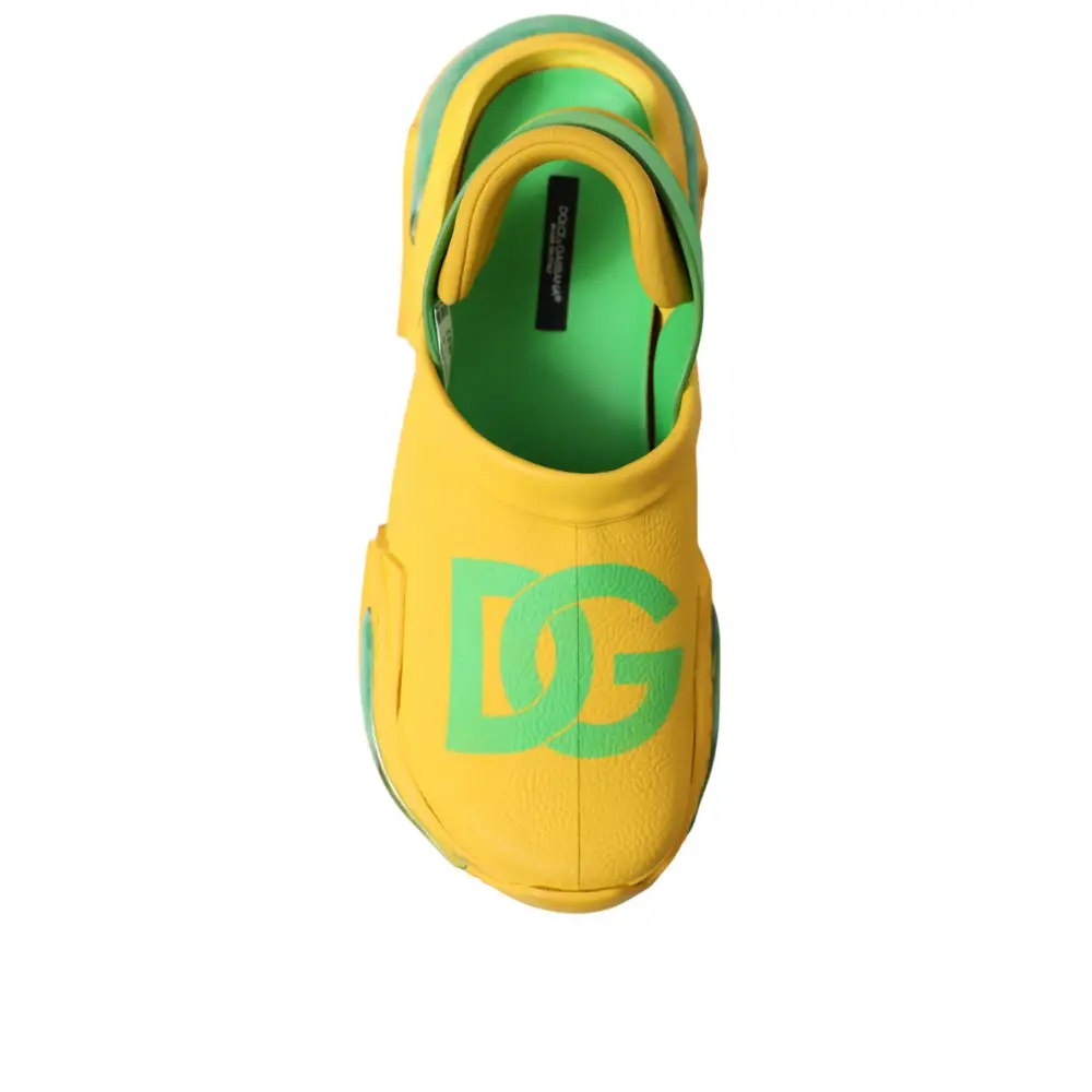 Dolce & Gabbana Gelb Grün Gummi Clogs Männer Pantoffeln Männer Schuhe - EU44/US11