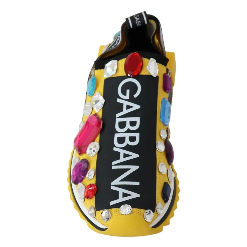 Dolce & Gabbana Gelb Multicolor Kristalle Turnschuhe Schuhe - EU36/US5.5