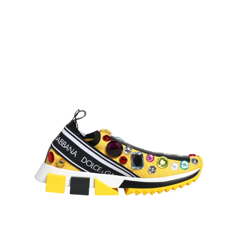 Dolce & Gabbana Gelb Sorrento Kristalle Low Top Turnschuhe Schuhe - EU36.5/US6