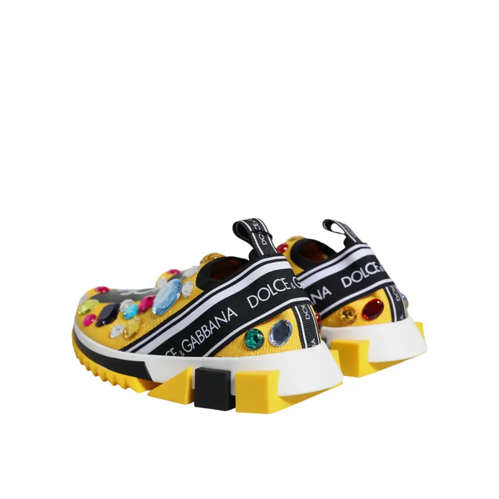 Dolce & Gabbana Gelb Sorrento Kristalle Low Top Turnschuhe Schuhe - EU36.5/US6
