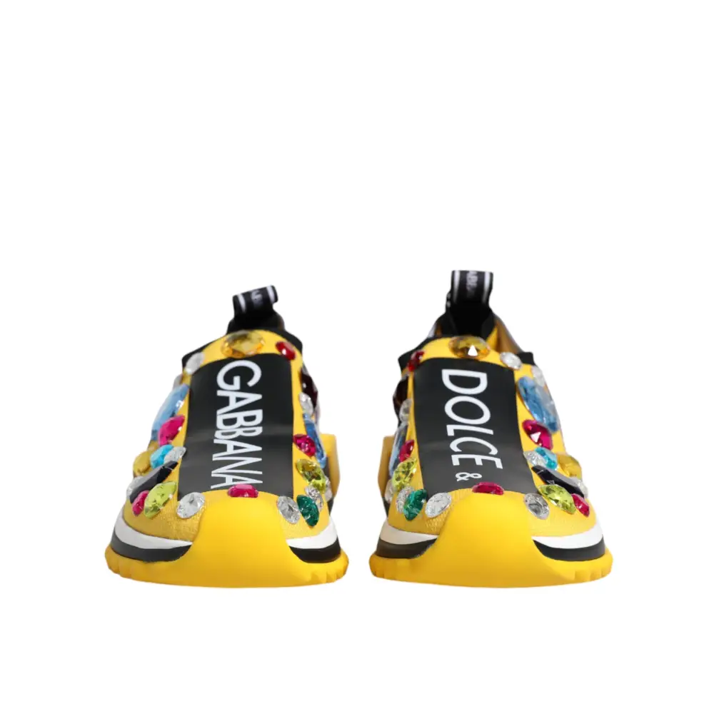 Dolce & Gabbana Gelb Sorrento Kristalle Low Top Turnschuhe Schuhe - EU36.5/US6
