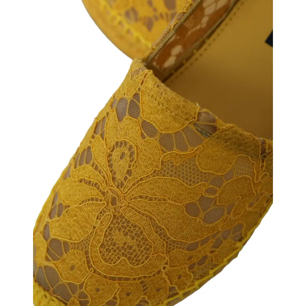 Dolce & Gabbana Gelb Taormina Lace Espadrille Loafers Flats Schuhe