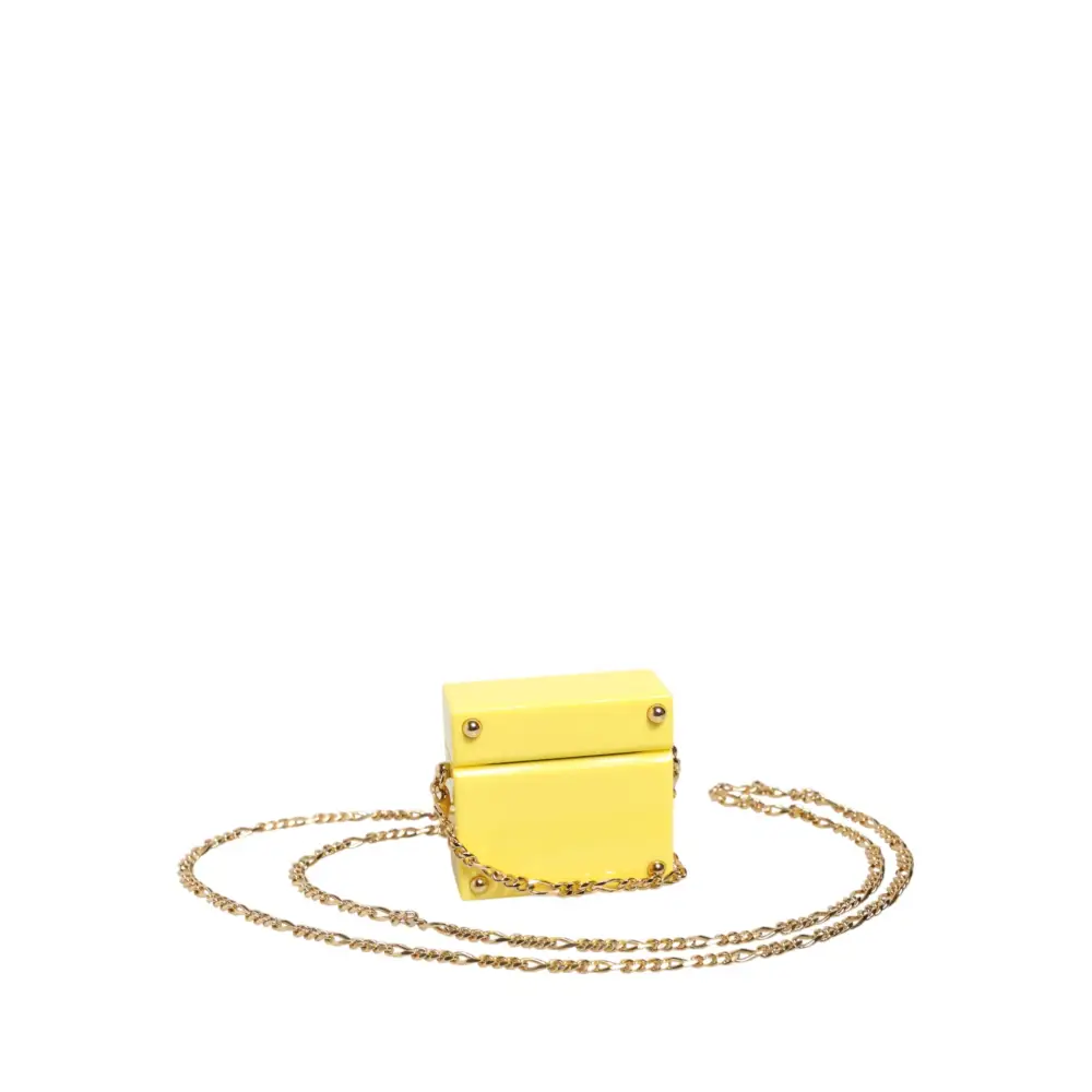 Dolce & Gabbana Gelbe AirPods-Hülle mit DG-Logo-Plakette und Goldkette