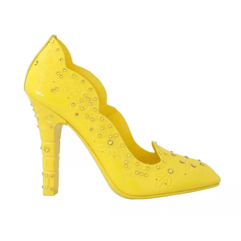 Dolce & Gabbana Gelbe Crystal Heels CINDERELLA Schuhe - EU37.5/US7