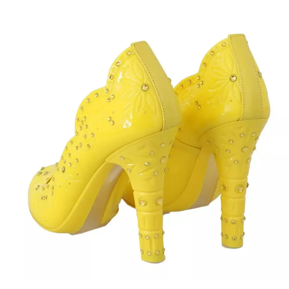 Dolce & Gabbana Gelbe Crystal Heels CINDERELLA Schuhe - EU37.5/US7