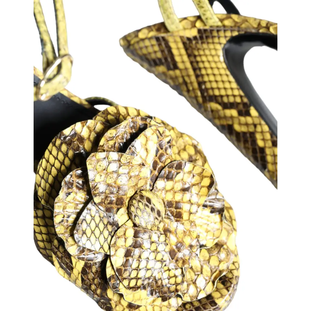 Dolce & Gabbana Gelbe Exotische Leder Knöchelriemen Heels Sandalen Schuhe - EU39/US8.5