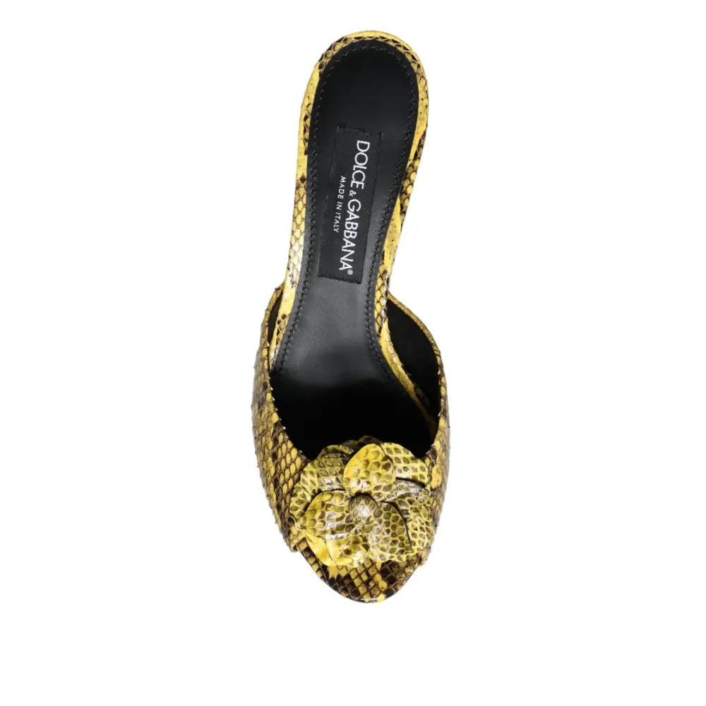 Dolce & Gabbana Gelbe Leder Blockabsatz Pantoletten Schuhe - EU39/US8.5