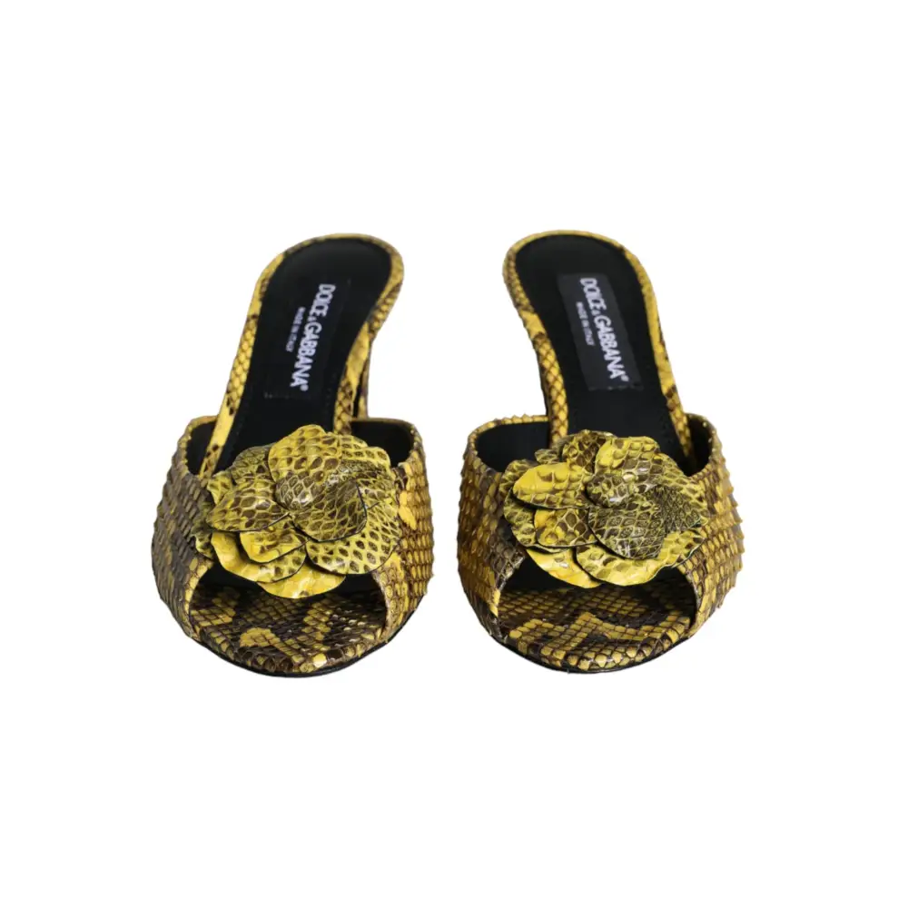 Dolce & Gabbana Gelbe Leder Blockabsatz Pantoletten Schuhe - EU39/US8.5
