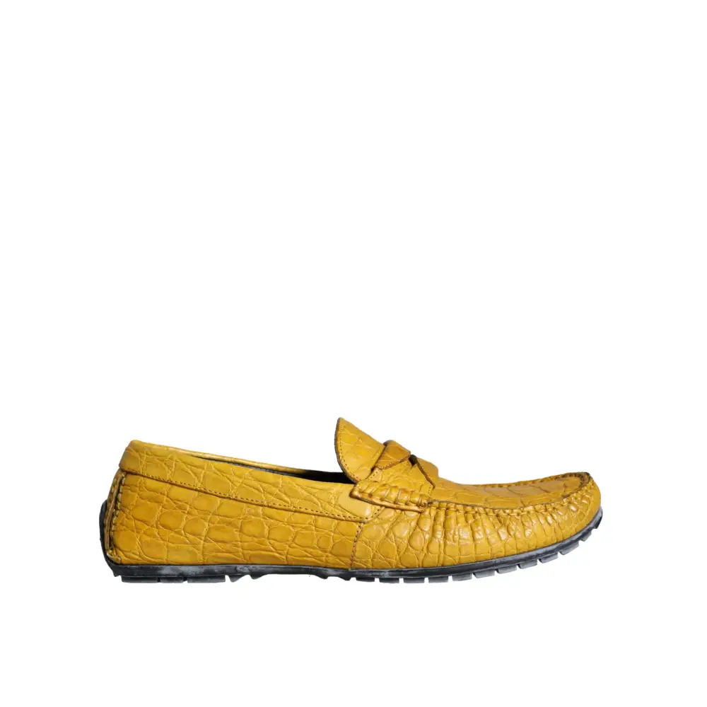 Dolce & Gabbana Gelbe Leder Slip Mocassin Loafers Schuhe