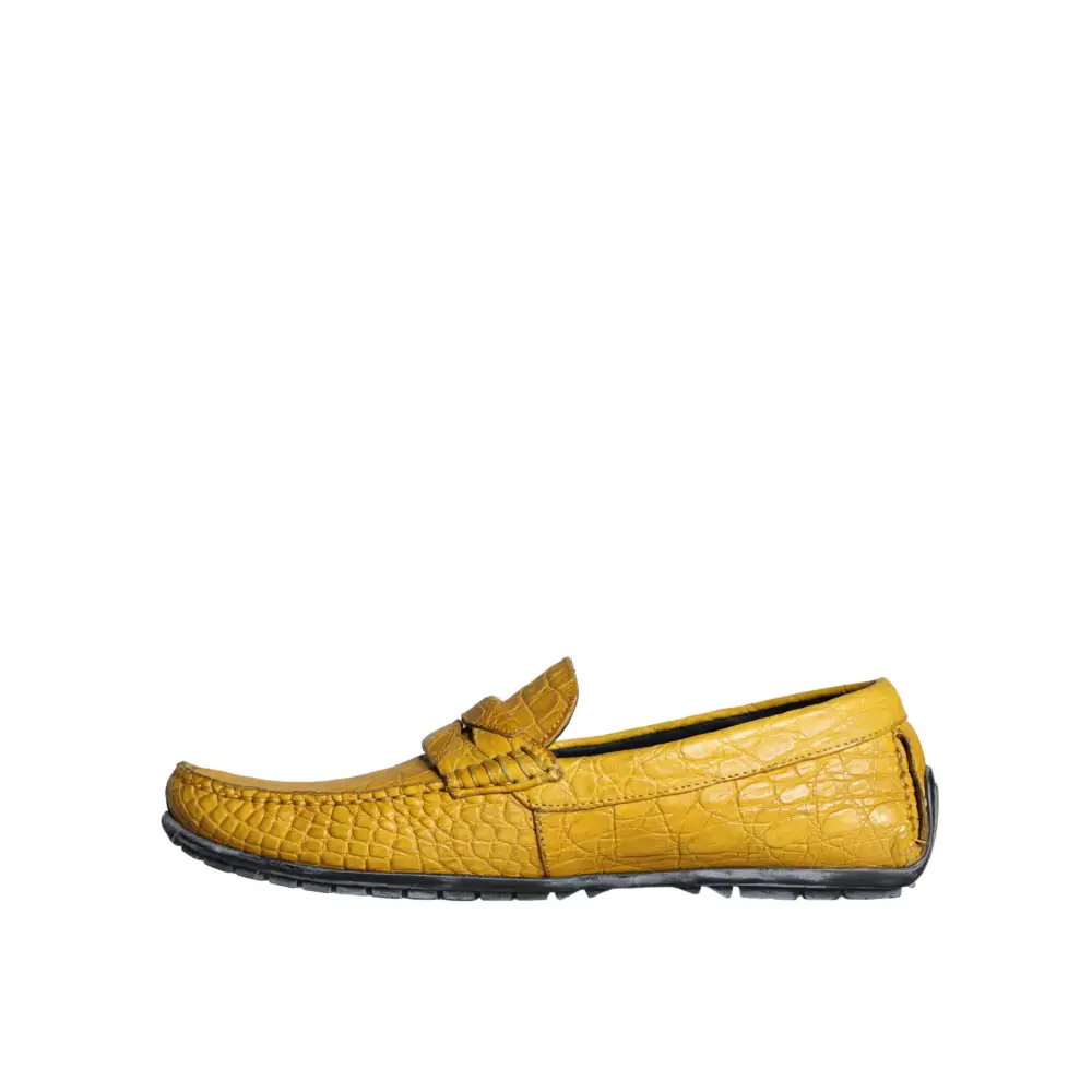 Dolce & Gabbana Gelbe Leder Slip Mocassin Loafers Schuhe