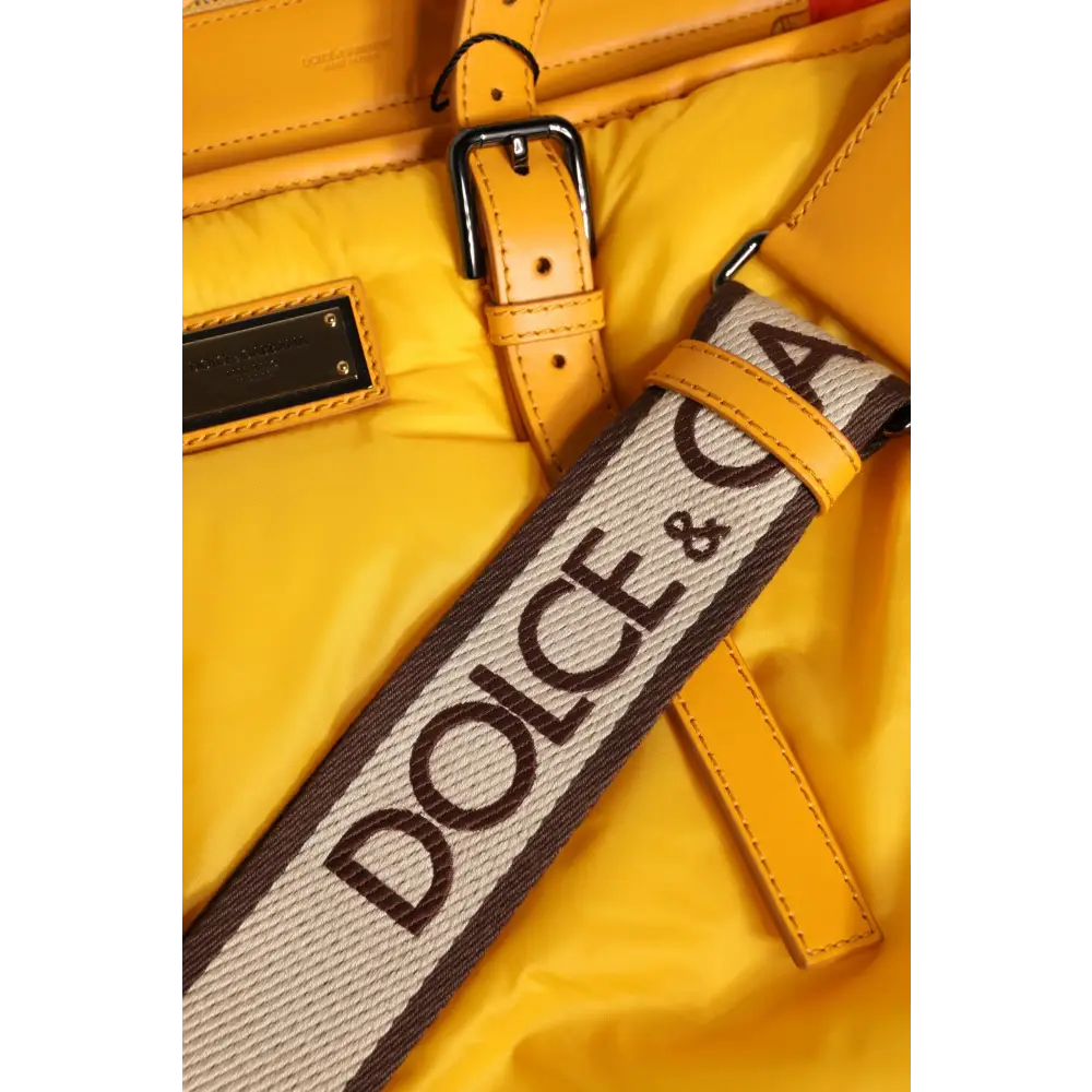 Dolce & Gabbana Gelbe Orange Nylon Logo Plaque Hand Schulter Duffle Bag
