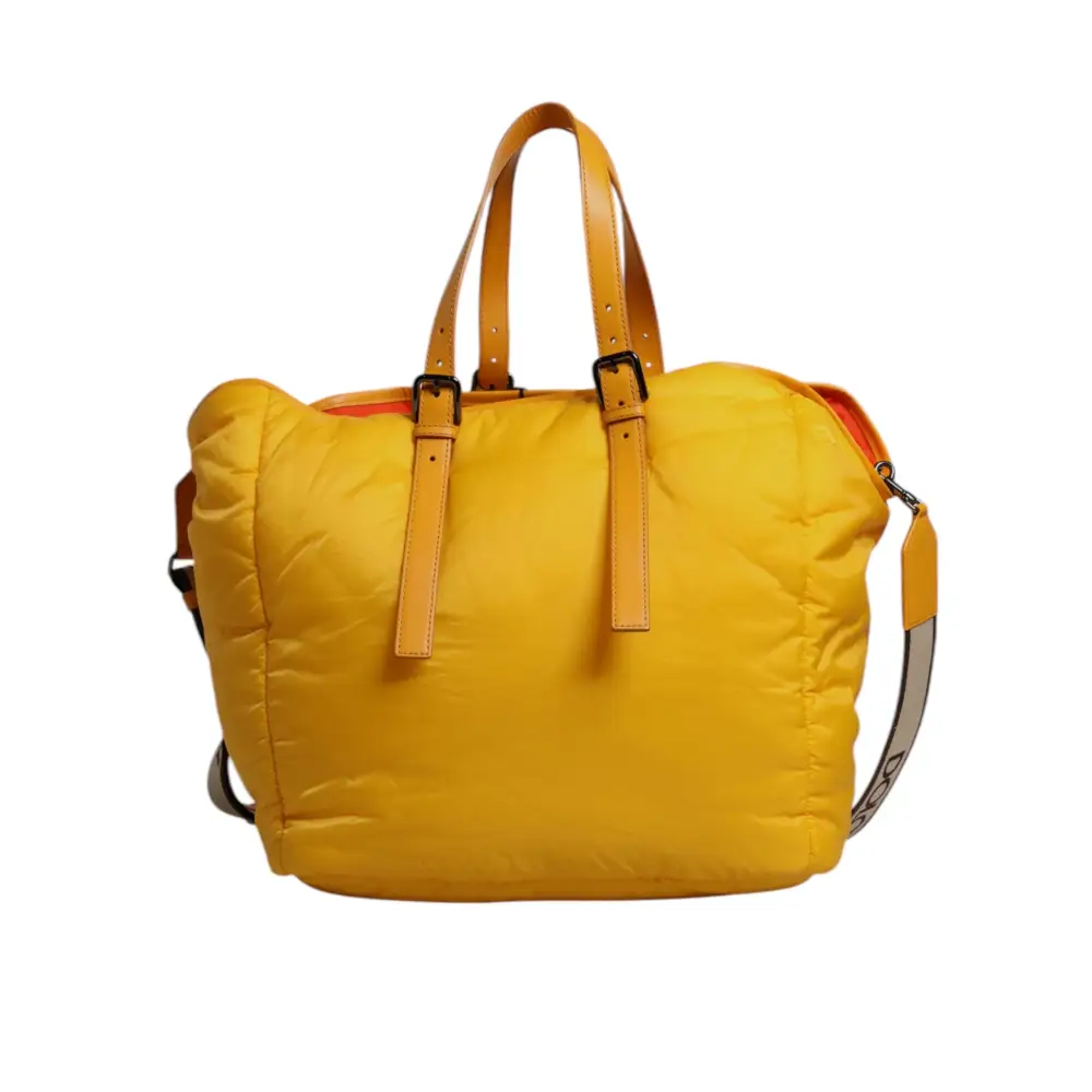 Dolce & Gabbana Gelbe Orange Nylon Logo Plaque Hand Umhängetasche