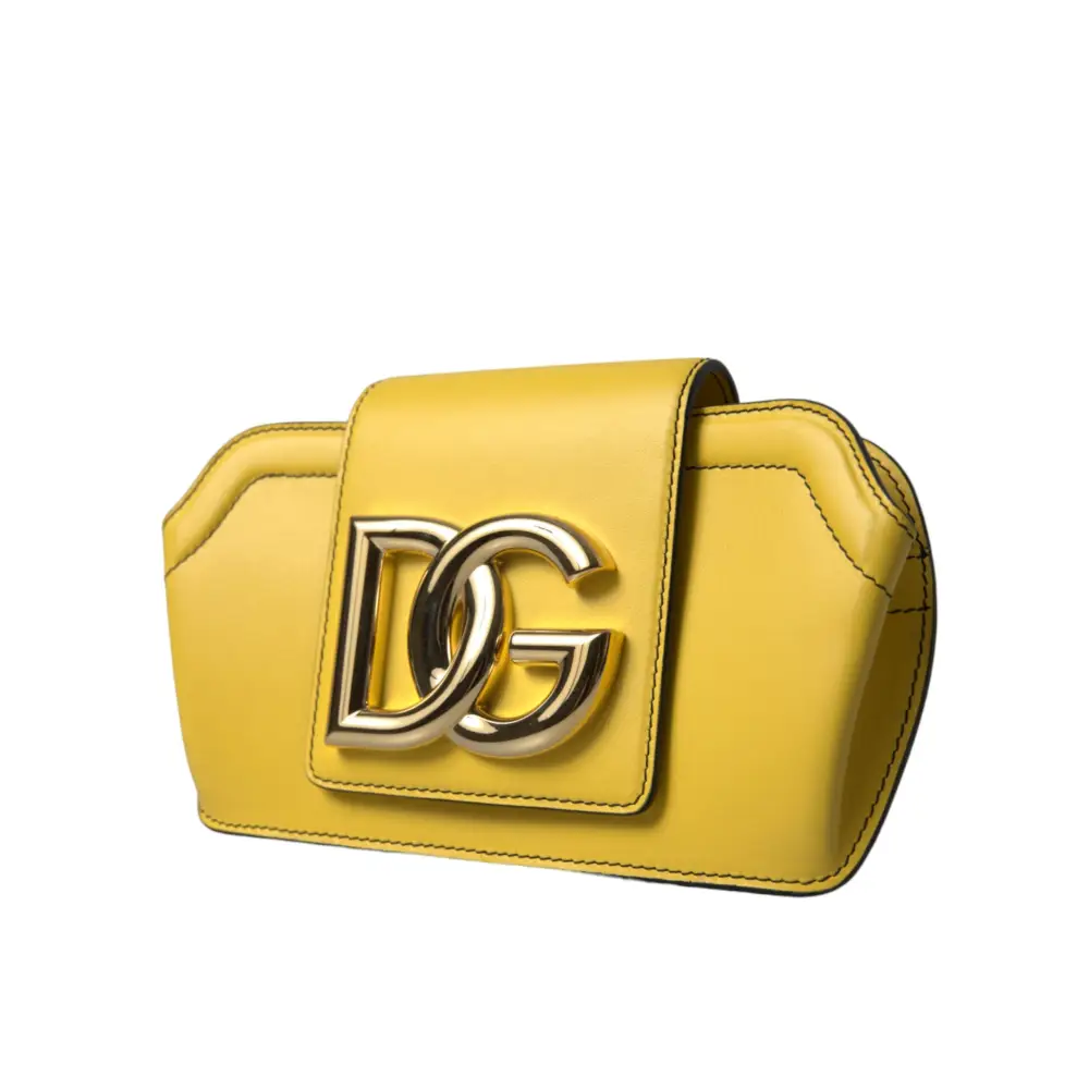 Dolce & Gabbana Gelbes Glattleder DG Logo Clutch Crossbody Case Tasche