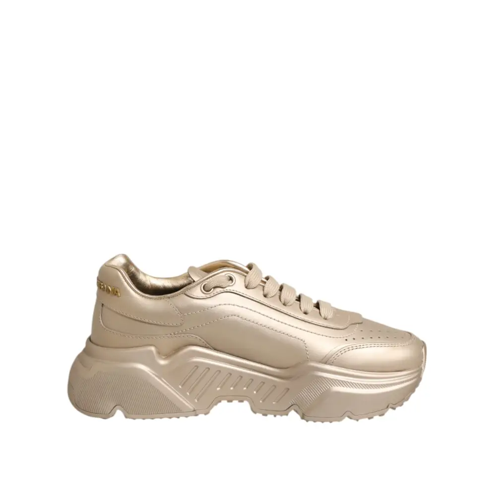 Dolce & Gabbana Gold Leder Daymaster Damen Sneaker Schuhe