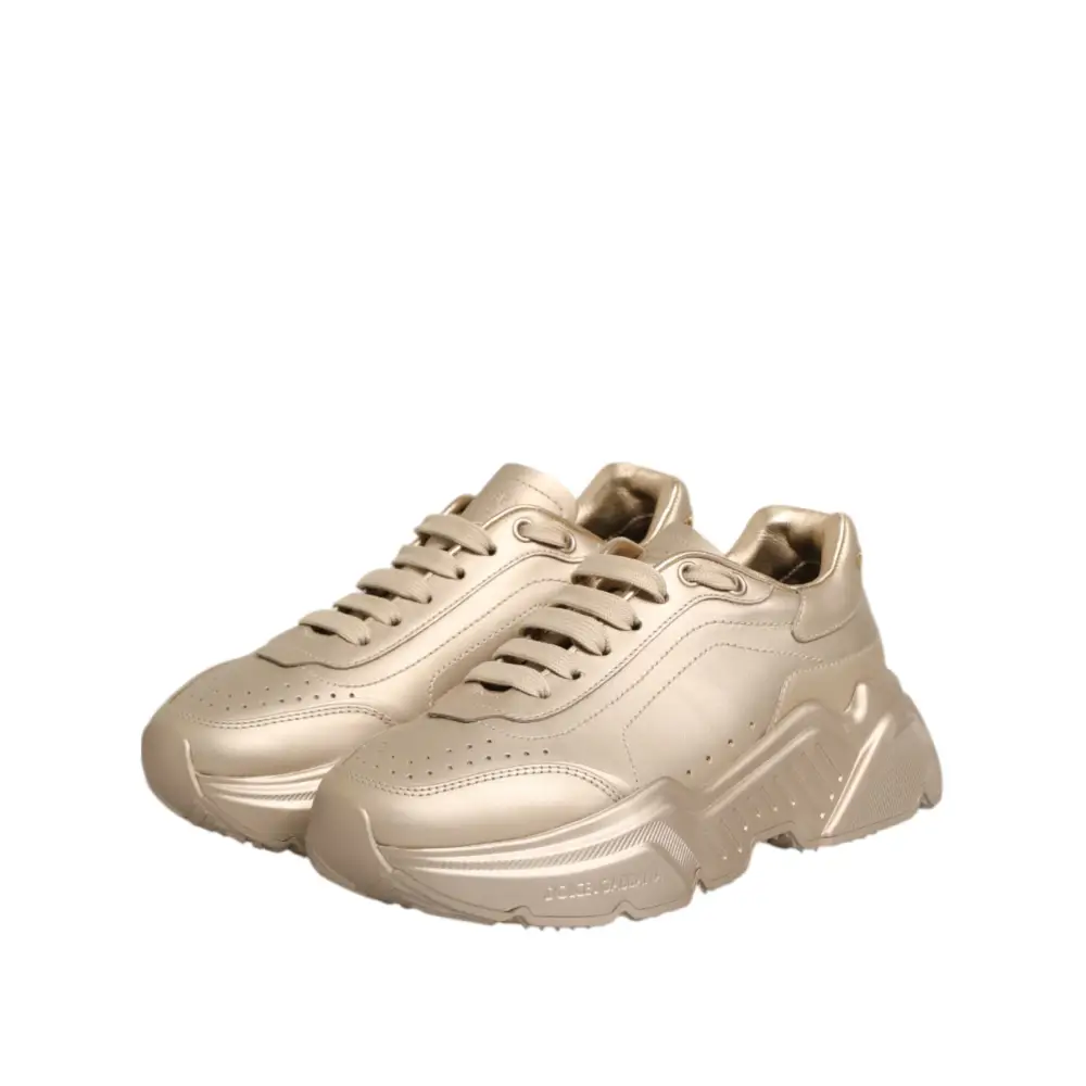 Dolce & Gabbana Gold Leder Daymaster Damen Sneaker Schuhe