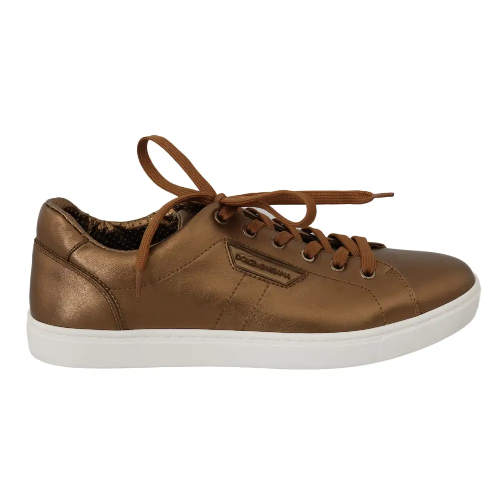 Dolce & Gabbana Gold Leder Herren Casual Turnschuhe - EU39/US6