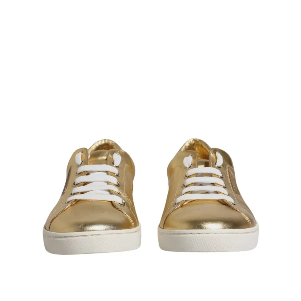 Dolce & Gabbana Gold Leder Logo London Männer Turnschuhe Schuhe - EU41.5/US8.5