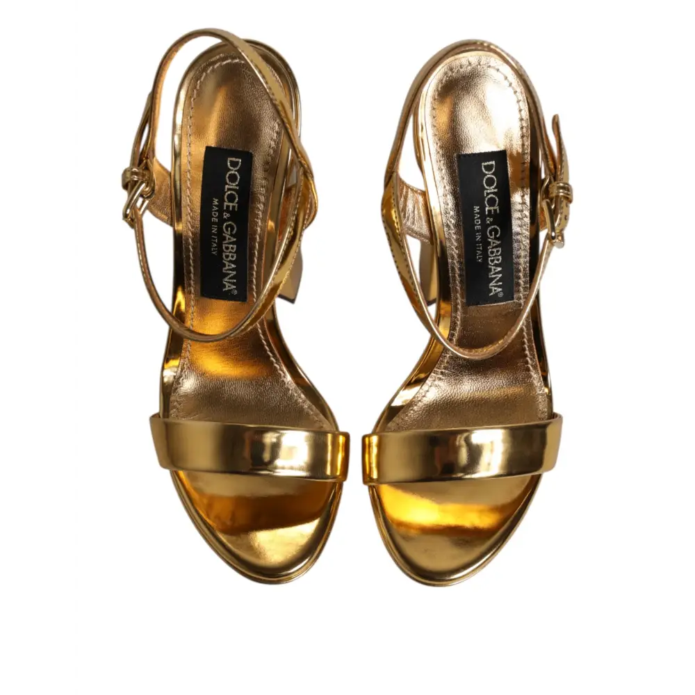 Dolce & Gabbana Gold Leder Plateau Keira Sandalen Schuhe - EU36/US5.5