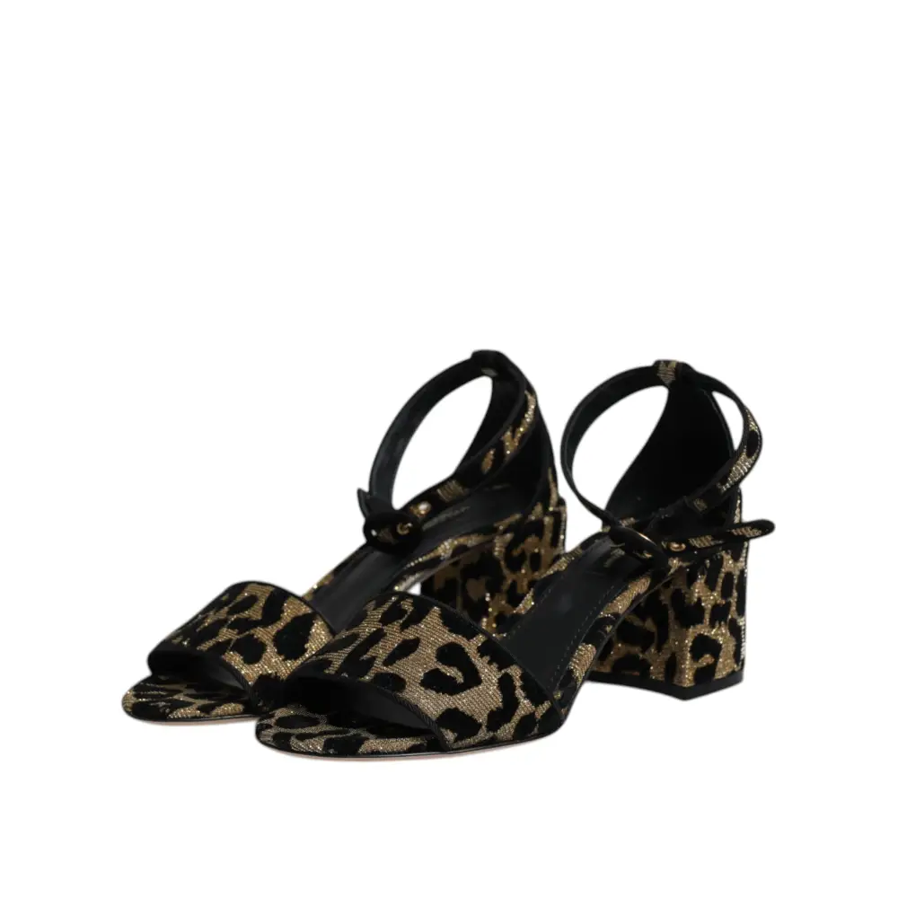 Dolce & Gabbana Gold Leopard Knöchel Strap Heels Sandalen Schuhe - EU36.5/US6