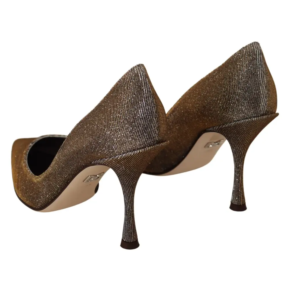 Dolce & Gabbana Gold Silber Stoff Absätze Pumps Schuhe - EU35.5/US5