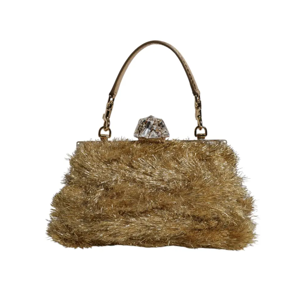 Dolce & Gabbana Gold Vanda Kettenband Flitter Kristall Abend Clutch Tasche