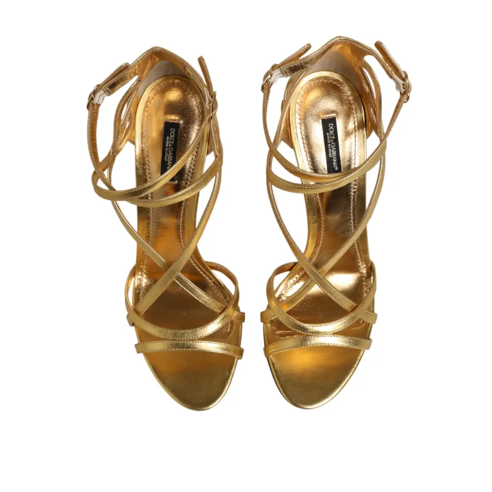 Dolce & Gabbana Goldene Leder-Keira-Sandaletten