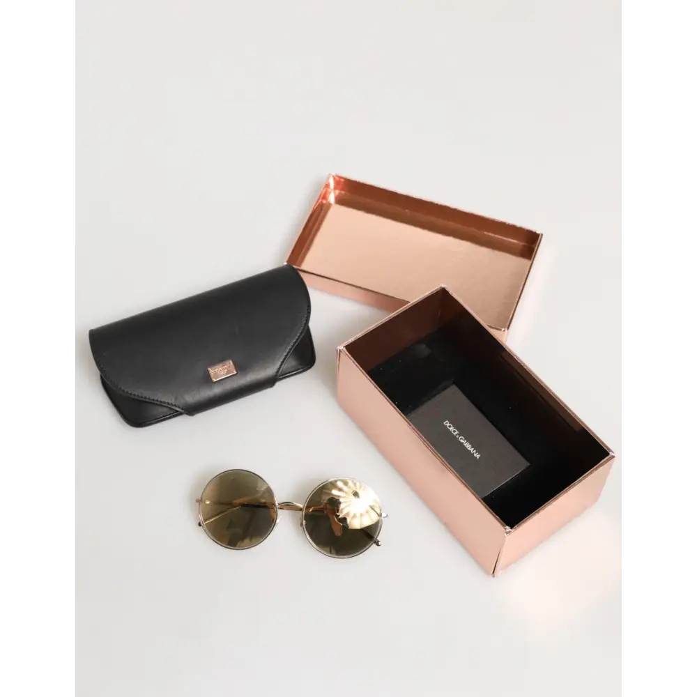Dolce & Gabbana Goldene Metall-Sonnenbrille im Rundstil