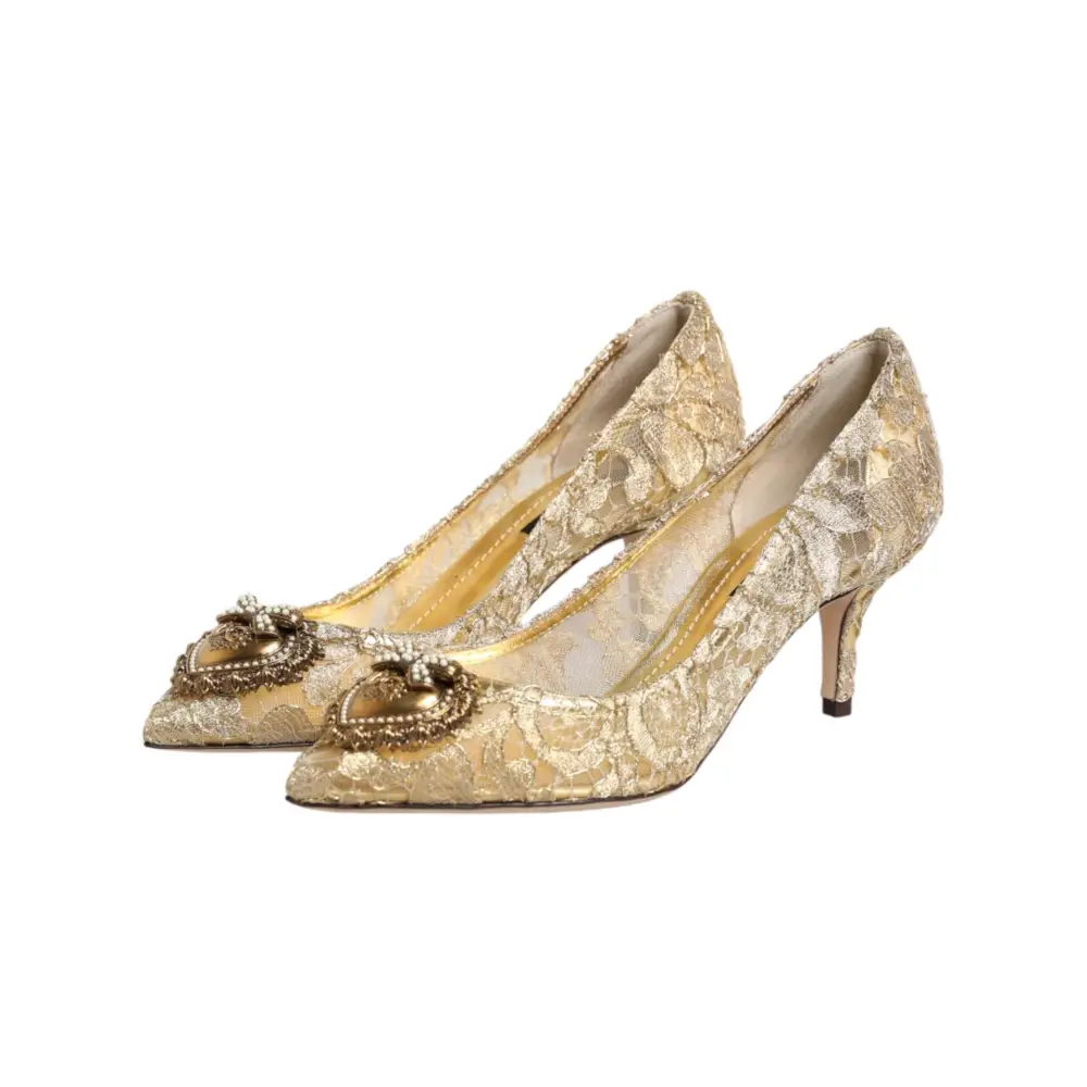 Dolce & Gabbana Goldene Taormina-Spitzen-DEVOTION-Pumps