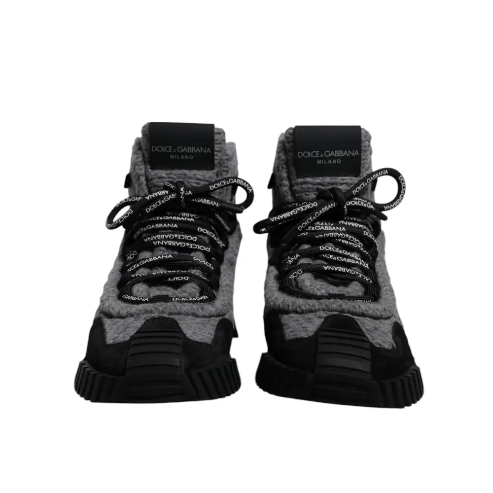 Dolce & Gabbana Grau Schwarz NS1 High Top Stiefel Sneakers Schuhe - EU37.5/US7