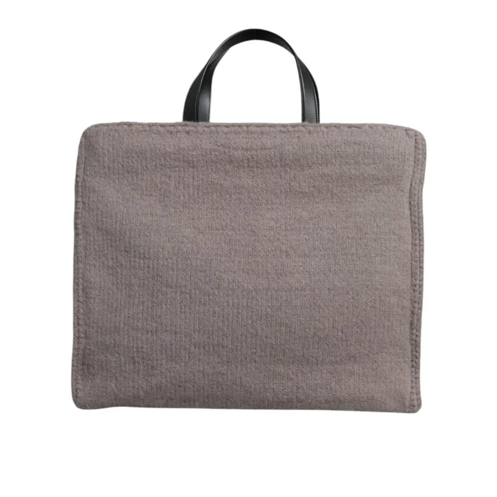 Dolce & Gabbana Graue Alpakawolle Logo-Plakette Tote Umhängetasche