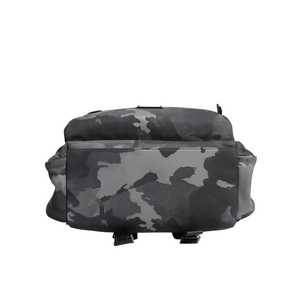 Dolce & Gabbana Graue Baumwolle Camouflage Logo Plaque Rucksack Tasche