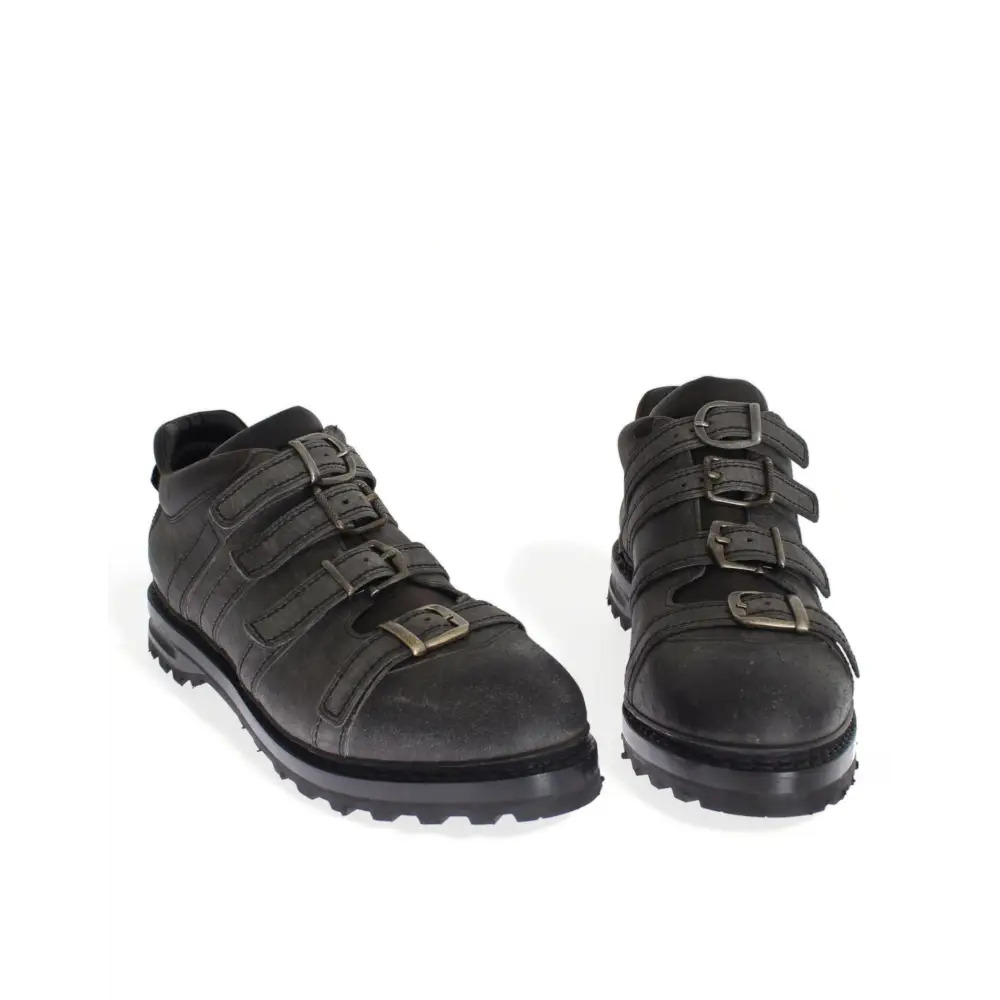 Dolce & Gabbana Graue Leder Knöchelriemen Schuhe Stiefel - EU39.5/US6.5