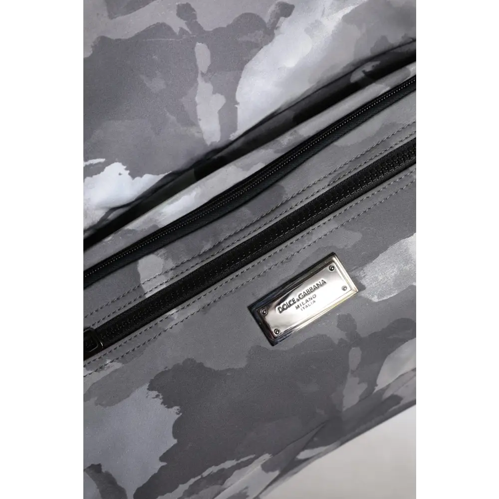 Dolce & Gabbana Graue Tarnfarben-Baumwolltasche mit mehreren Fächern Tote Bag