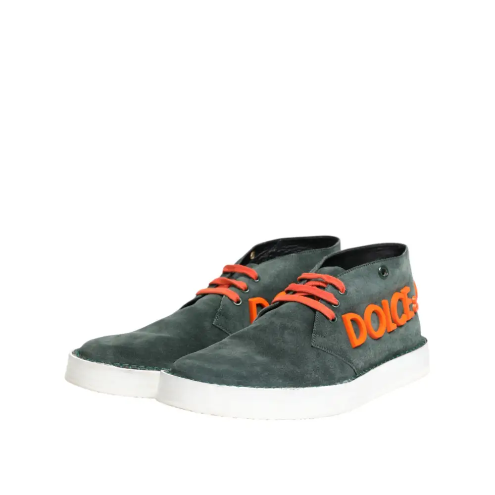 Dolce & Gabbana Grün Derby Logo Casual Männer Turnschuhe Schuhe - EU44/US11