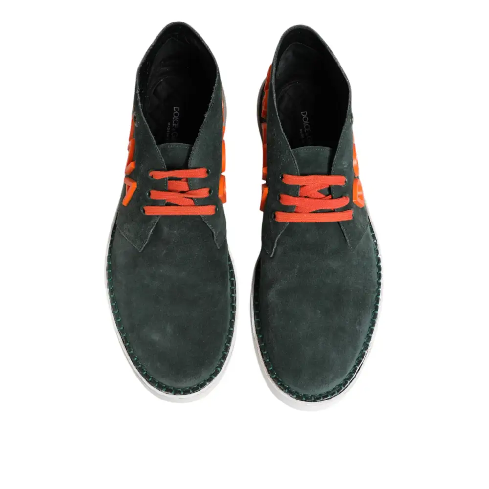 Dolce & Gabbana Grün Derby Logo Casual Männer Turnschuhe Schuhe - EU44/US11