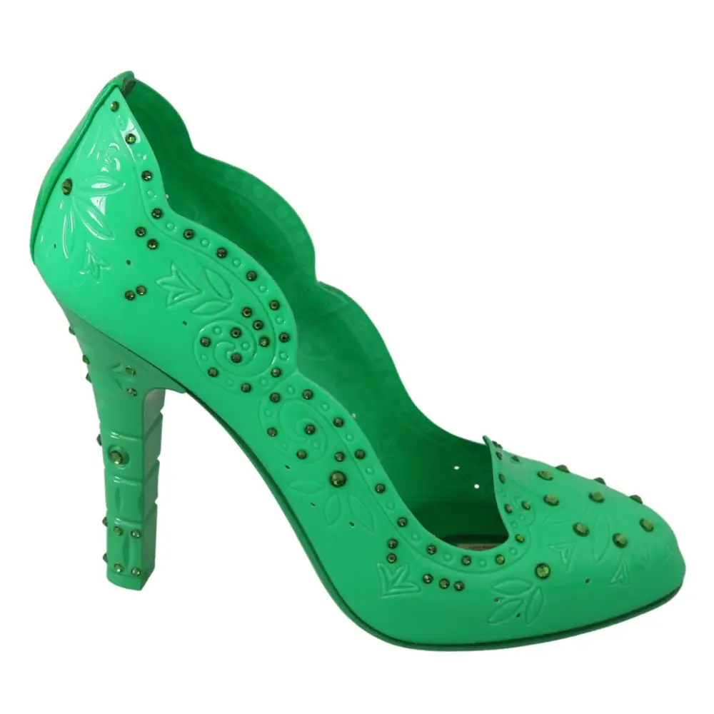 Dolce & Gabbana Grün Kristall Floral CINDERELLA Heels Schuhe - EU39/US8.5