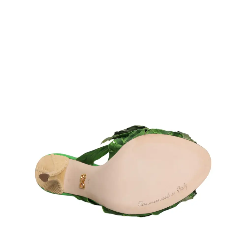 Dolce & Gabbana Grün Kristall Rutschen KEIRA Sandale Schuhe - EU37.5/US7