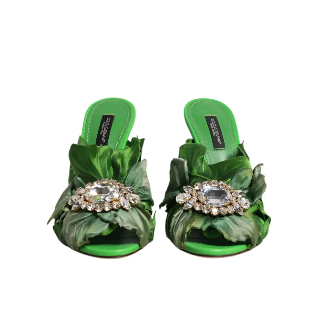 Dolce & Gabbana Grün Kristall Rutschen KEIRA Sandale Schuhe - EU37.5/US7