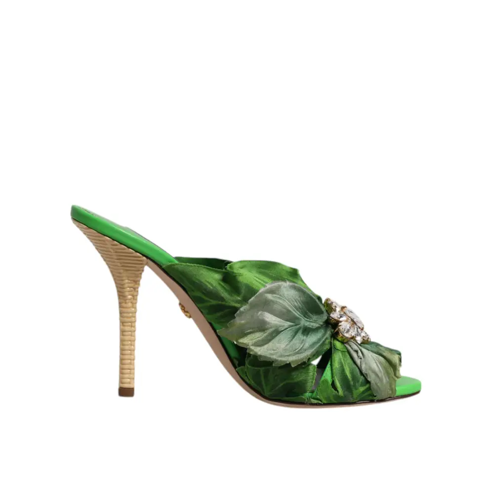 Dolce & Gabbana Grün Kristall Rutschen KEIRA Sandale Schuhe - EU37.5/US7