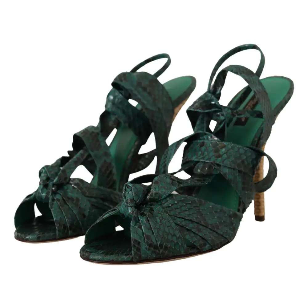 Dolce & Gabbana Grün Python Riemchen Sandalen Heels Schuhe