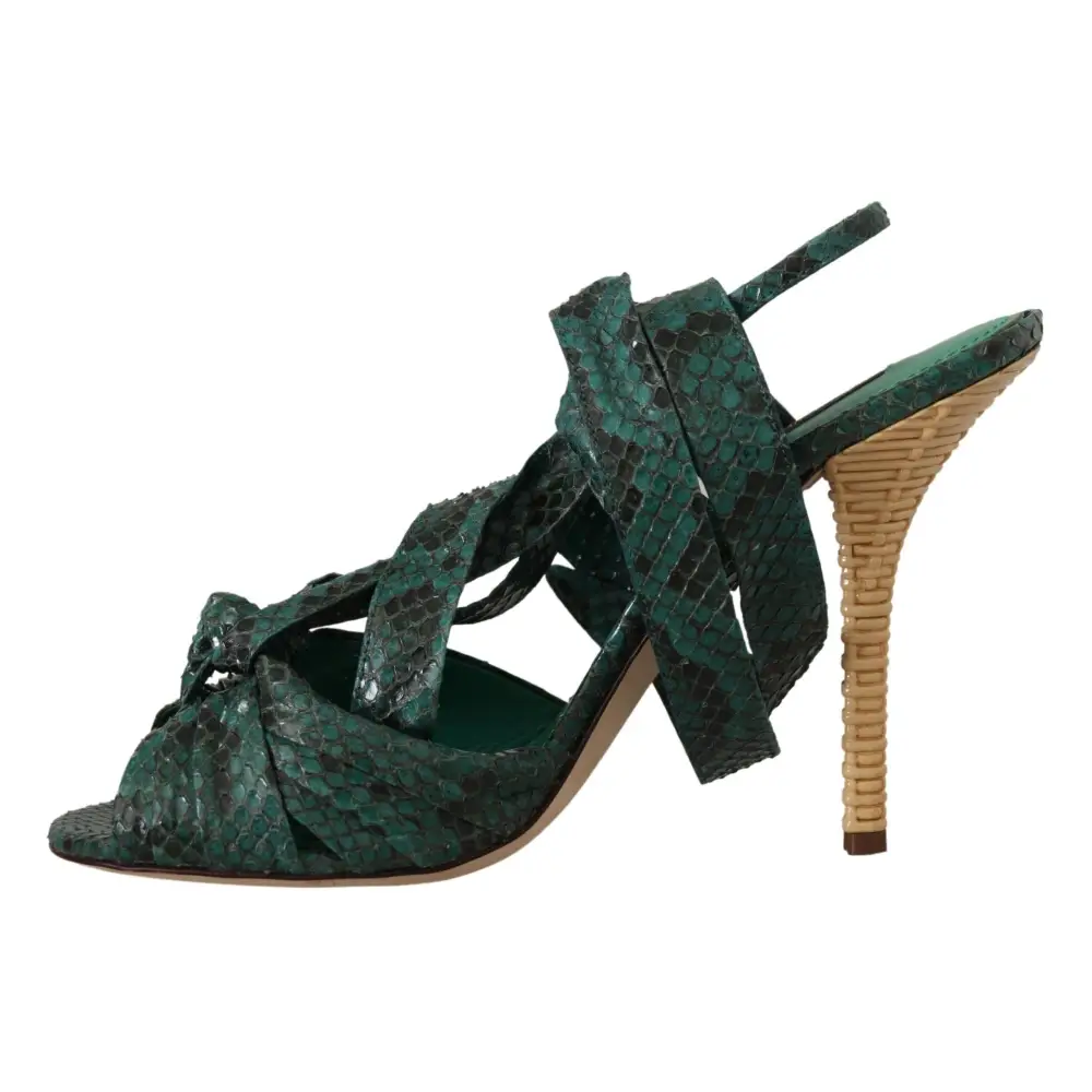 Dolce & Gabbana Grün Python Riemchen Sandalen Heels Schuhe
