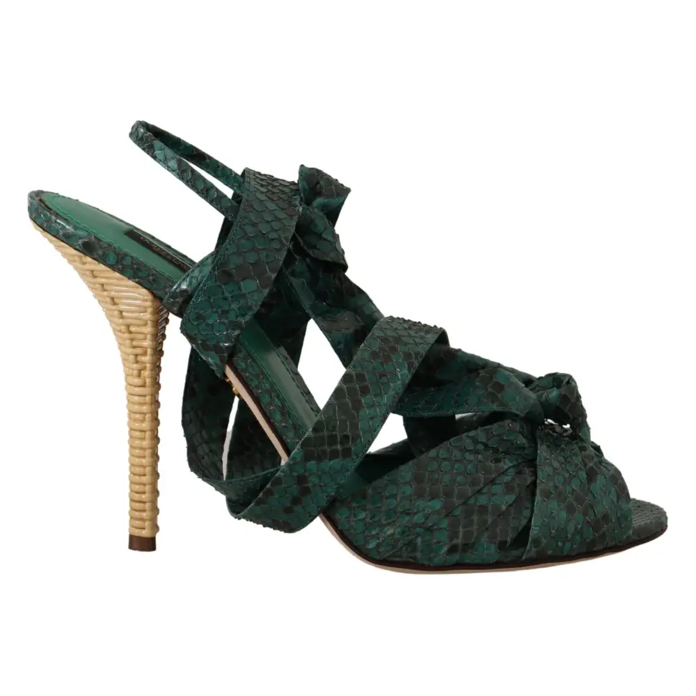 Dolce & Gabbana Grün Python Riemchen Sandalen Heels Schuhe