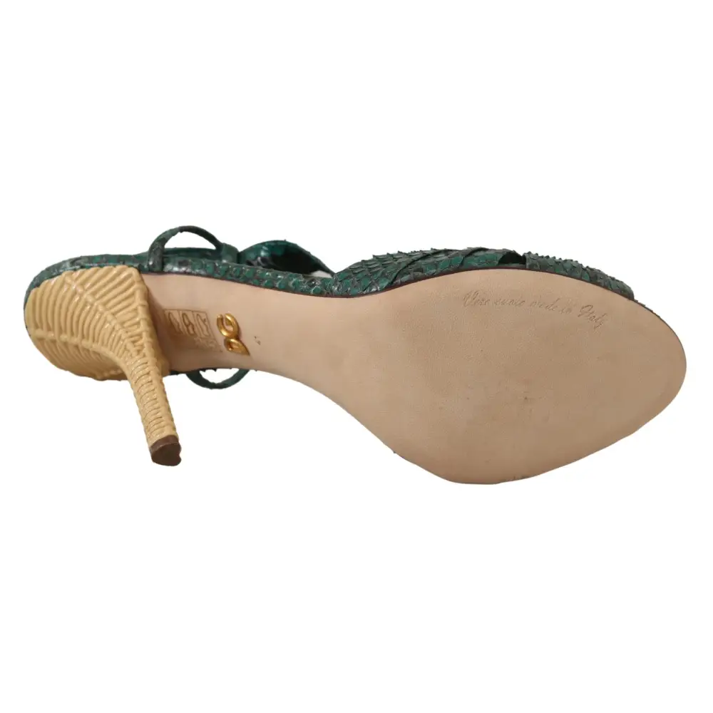 Dolce & Gabbana Grün Python Riemchen Sandalen Heels Schuhe