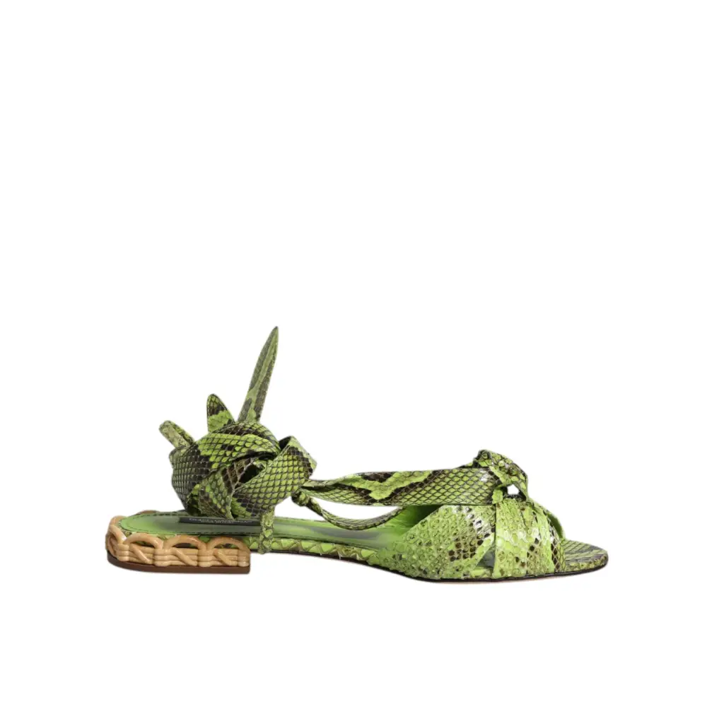Dolce & Gabbana Grüne Animal Print Ankle Wrap Sandalen Schuhe - EU39.5/US9