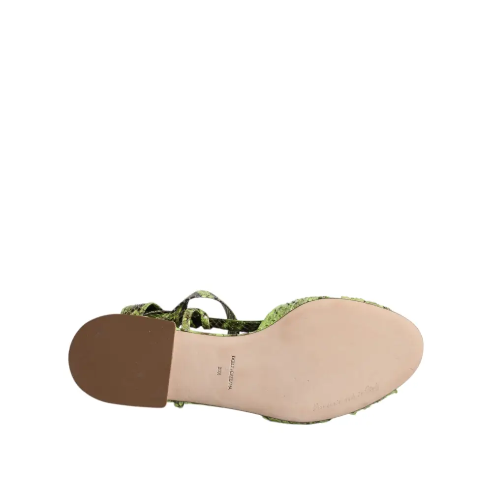 Dolce & Gabbana Grüne Animal Print Ankle Wrap Sandalen Schuhe - EU39.5/US9