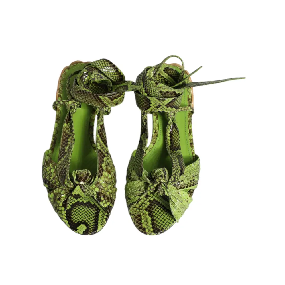 Dolce & Gabbana Grüne Animal Print Ankle Wrap Sandalen Schuhe - EU39.5/US9