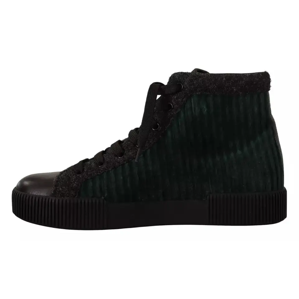 Dolce & Gabbana Grüne Cord High Tops Sneakers Herren Freizeitschuhe - EU42/US9
