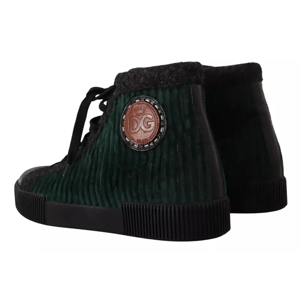 Dolce & Gabbana Grüne Cord High Tops Sneakers Herren Freizeitschuhe - EU42/US9